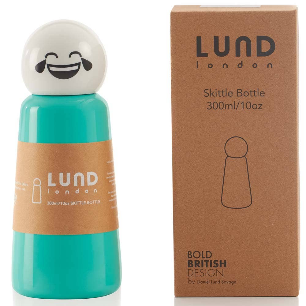 LUNDLONDON - Mini Turquoise & White Laugh Lid Skittle Water Bottle